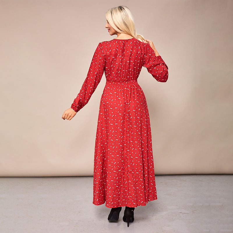 Sophie Red Floral Maxi Dress