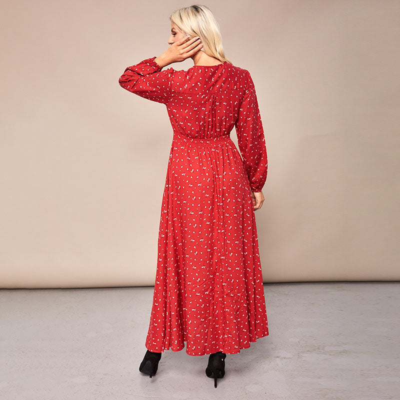 Sophie Red Floral Maxi Dress