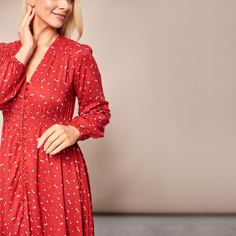 Sophie Red Floral Maxi Dress