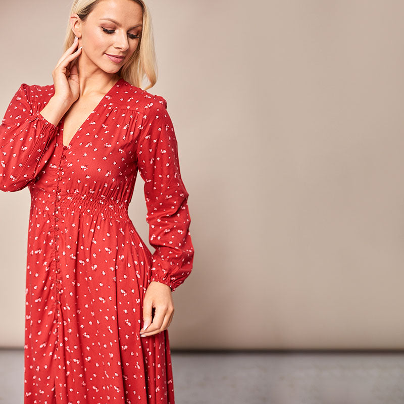 Sophie Red Floral Maxi Dress