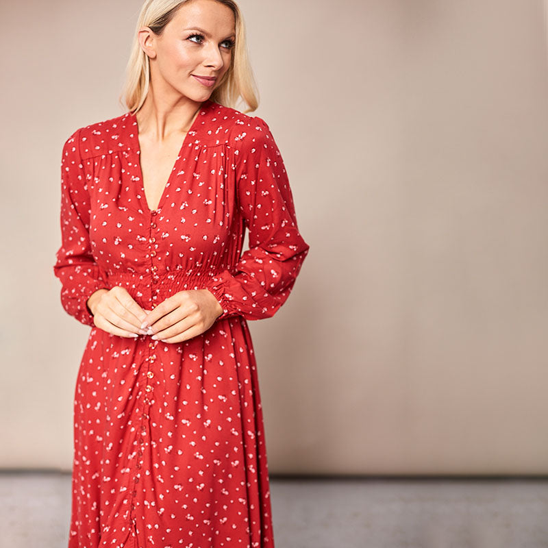Sophie Red Floral Maxi Dress