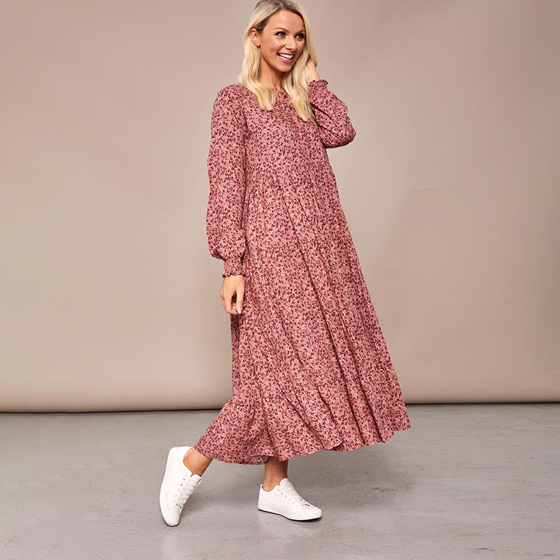 Toni Pink Floral Maxi Dress