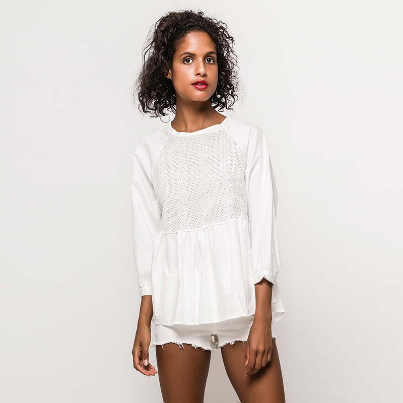 High Low Peplum Blouse White