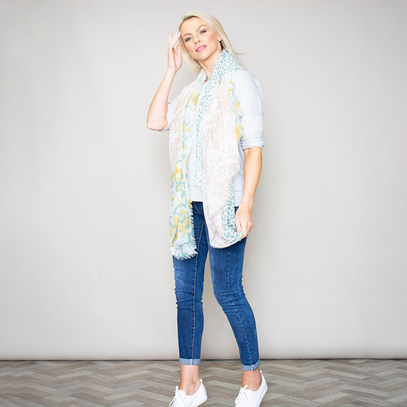 Multi Print Scarf Animal Pink