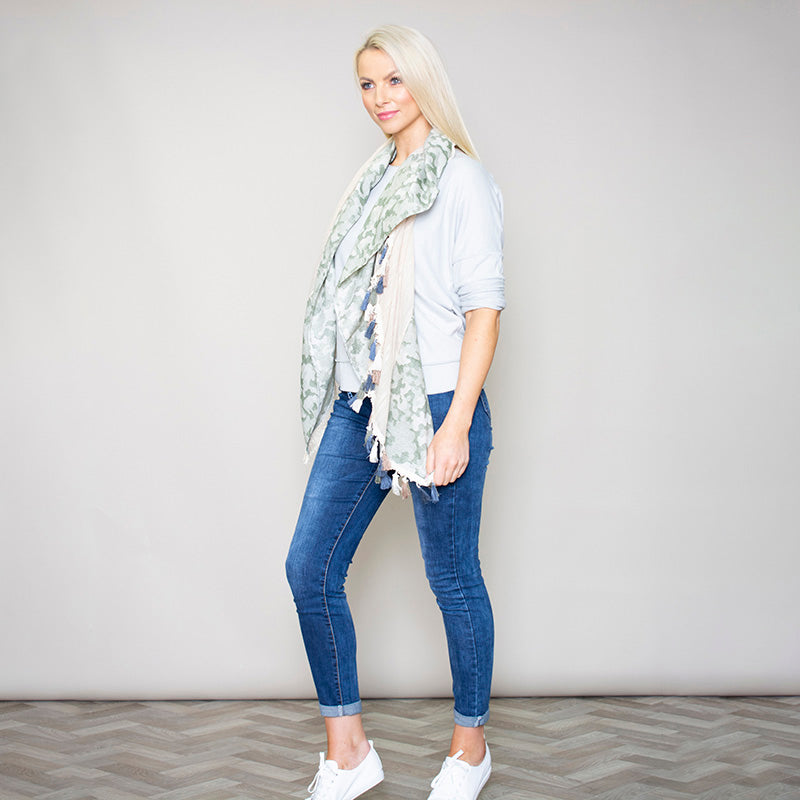 Rio Tassel Scarf Khaki