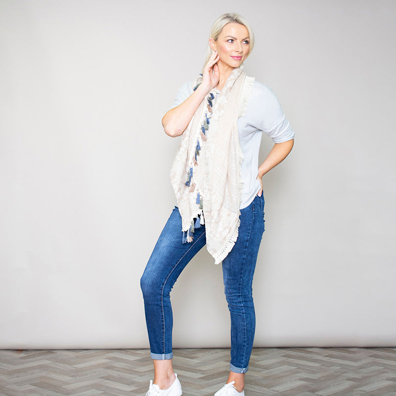 Rio Tassel Scarf (Beige)