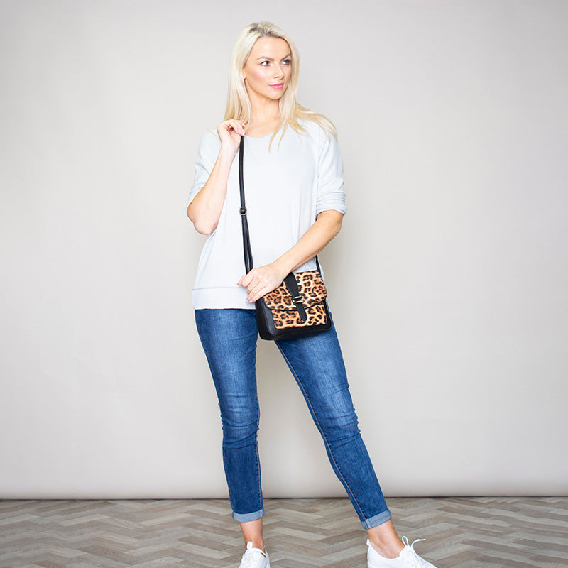 Rio Leopard Crossbody Bag (Black)