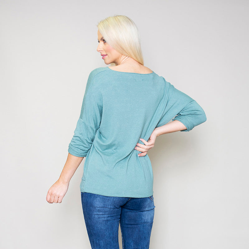 Lori V Neck Top (Teal)