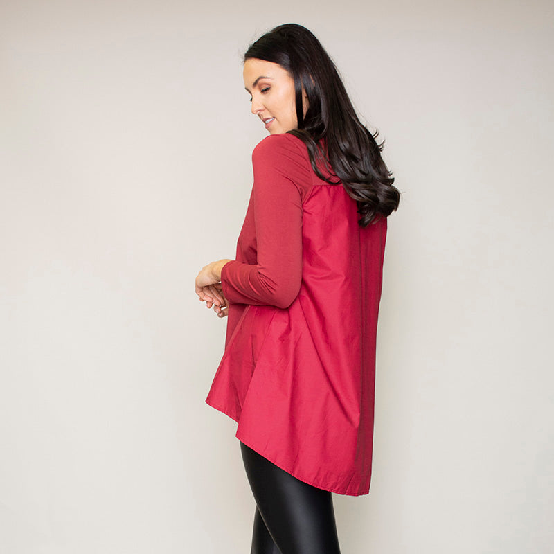 Amber Rounded Hem Top (Apple Red) - The Casual Company