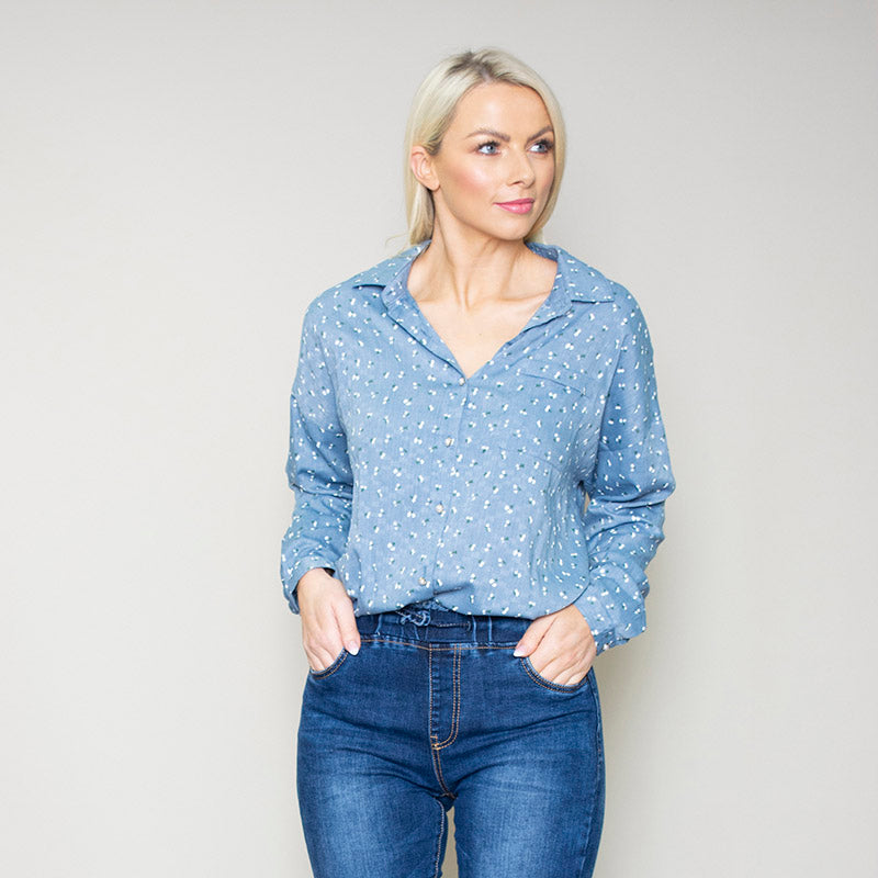 Penny Floral Shirt (Blue)