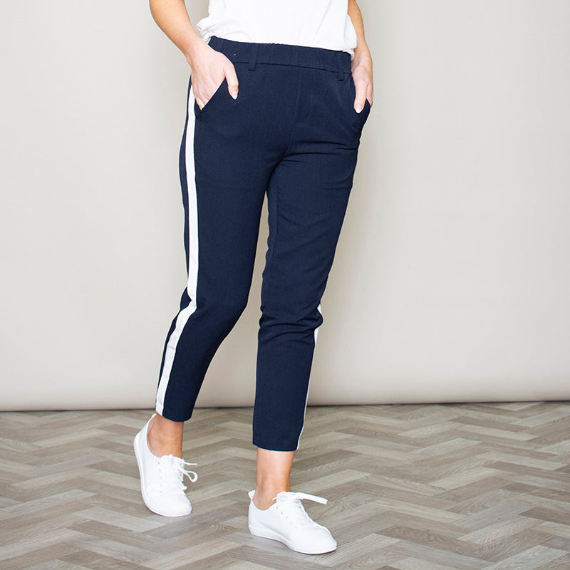 Nikki Navy Stripe Trousers - The Casual Company