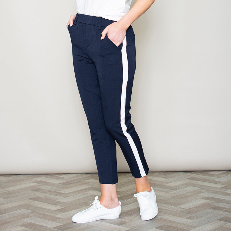Nikki Navy Stripe Trousers - The Casual Company
