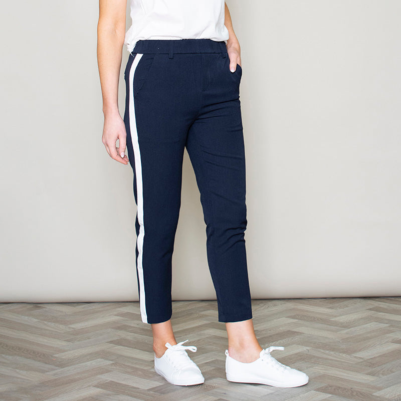 Nikki Navy Stripe Trousers - The Casual Company