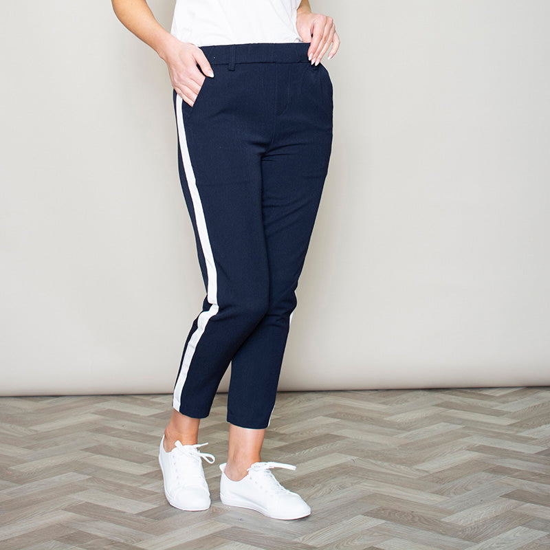 Nikki Navy Stripe Trousers - The Casual Company