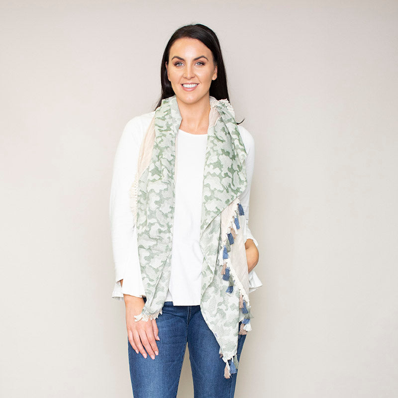 Rio Tassel Scarf Khaki