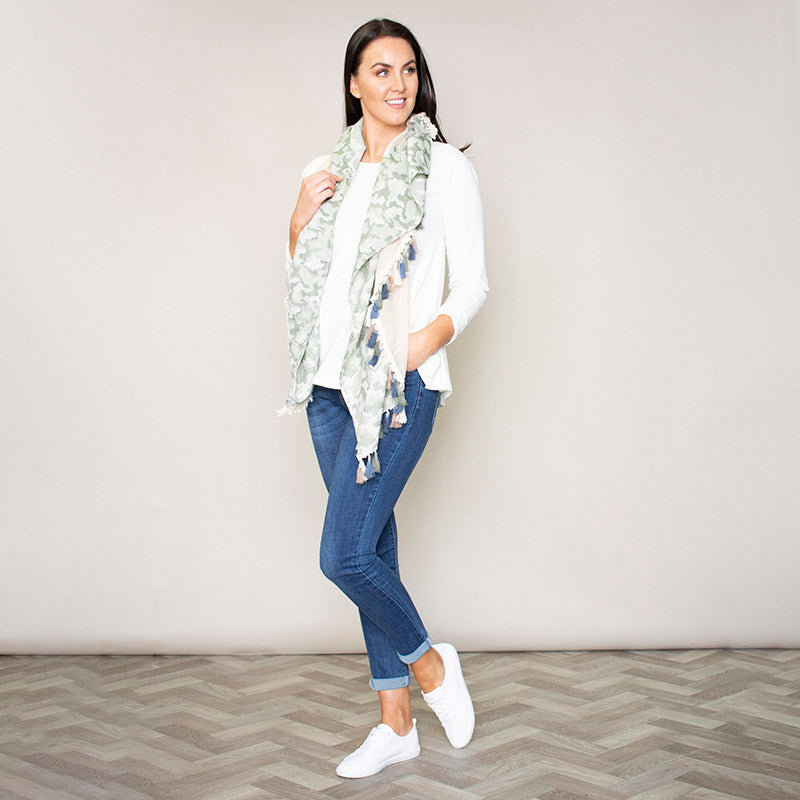 Rio Tassel Scarf Khaki