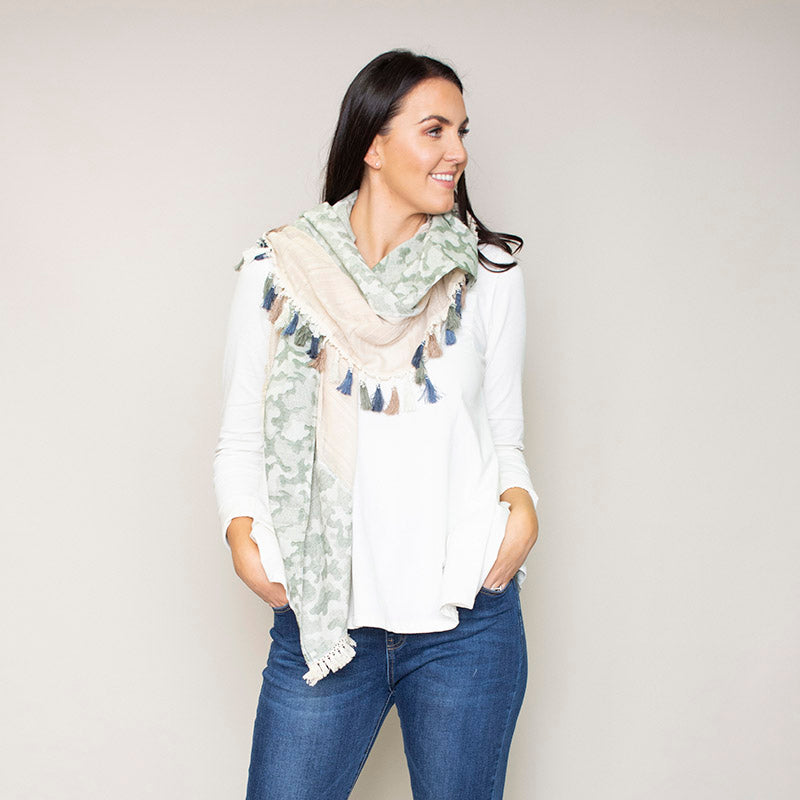 Rio Tassel Scarf Khaki