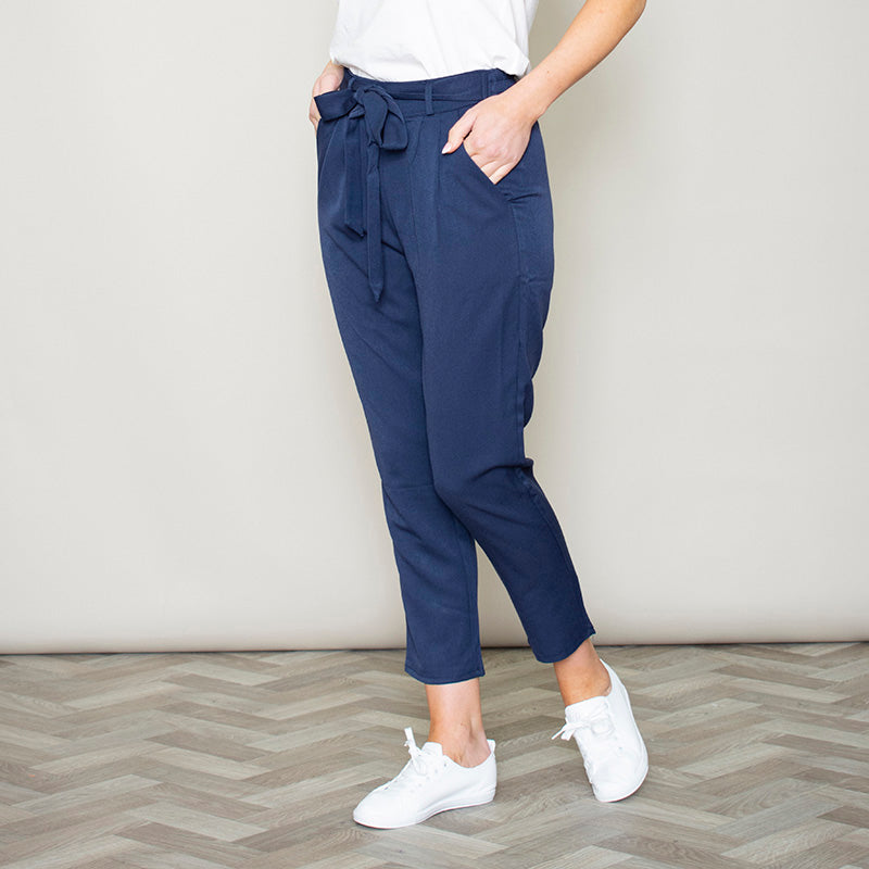 Elastic Tie Waist Trouser (Navy)