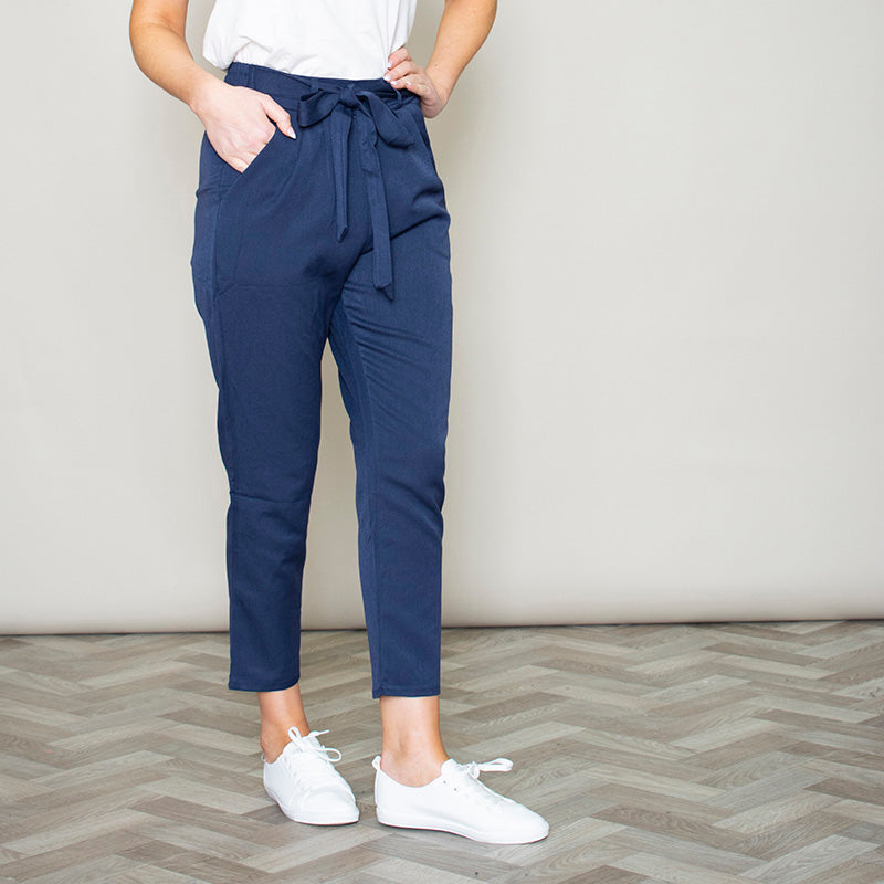 Elastic Tie Waist Trouser (Navy)