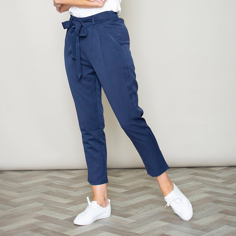 Elastic Tie Waist Trouser (Navy)