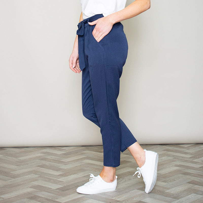 Elastic Tie Waist Trouser (Navy)