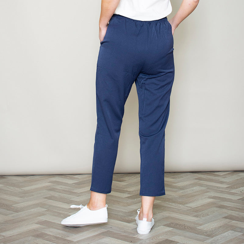 Elastic Tie Waist Trouser (Navy)