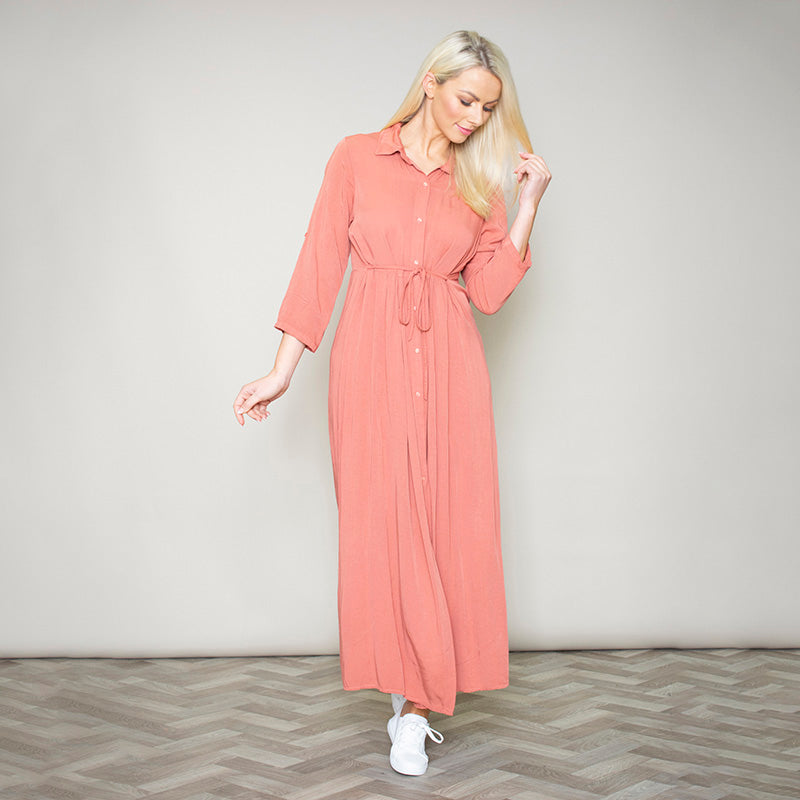 Pillo Peach Maxi Shirt Dress