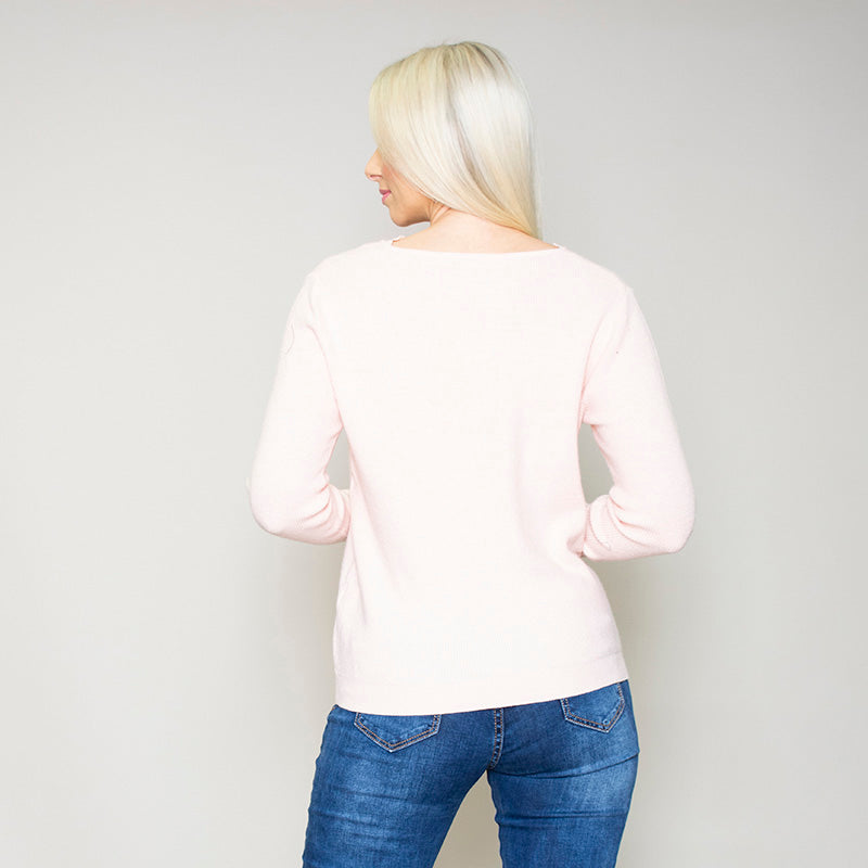 Fia Floral Trim Jumper Pink