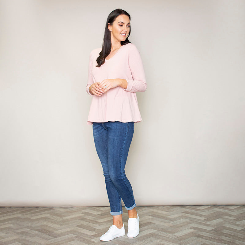 Sofia Swing V-Neck Top (Blush)