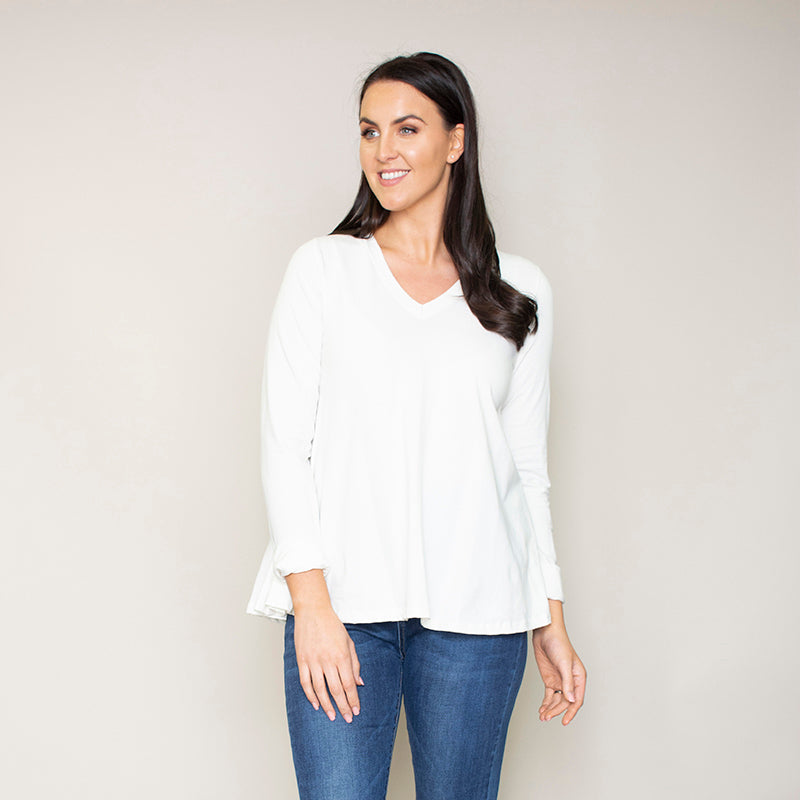Sonia Swing V-Neck Top (Vanilla)