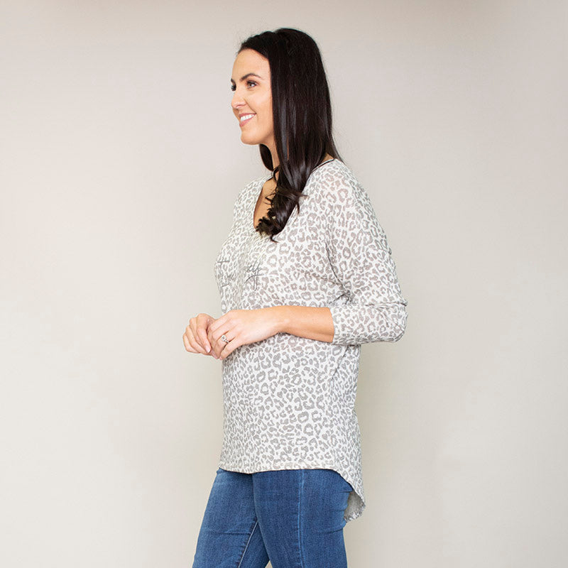 Garner Leopard Top (French Grey)