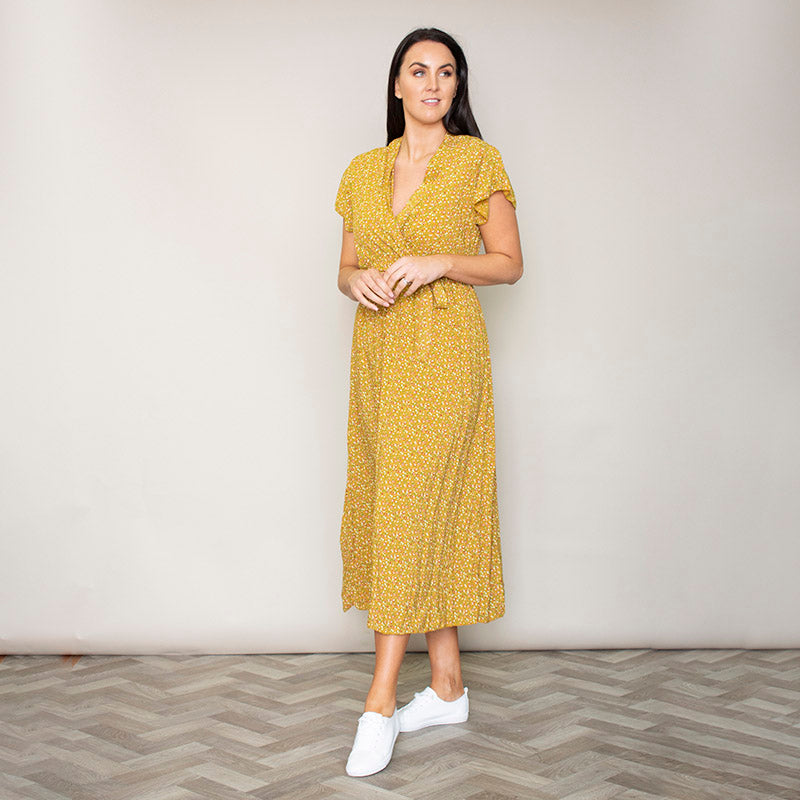 Carmen Floral Midi Dress (Sunflower)