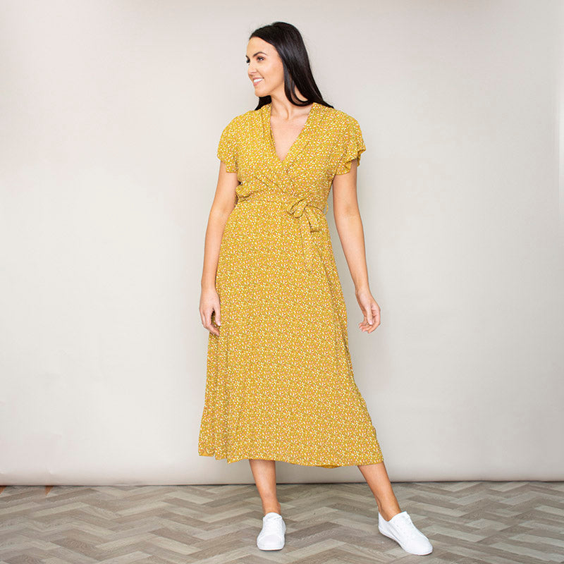 Carmen Floral Midi Dress (Sunflower)