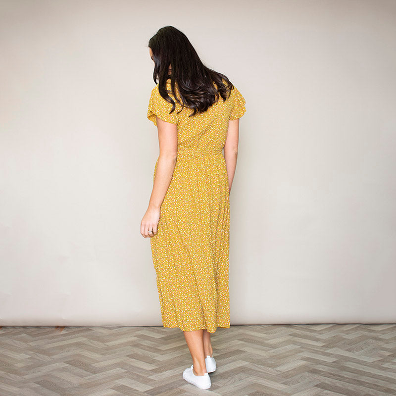 Carmen Floral Midi Dress (Sunflower)