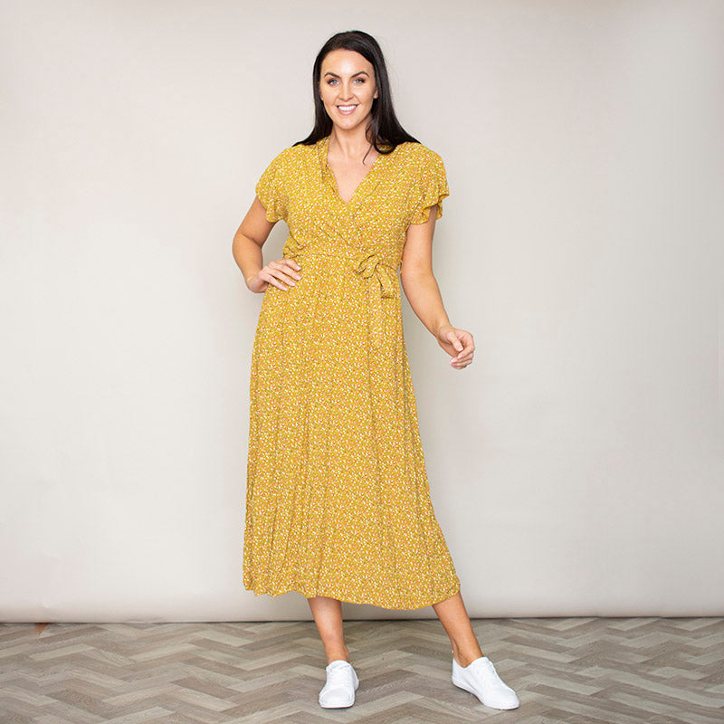Carmen Floral Midi Dress (Sunflower)