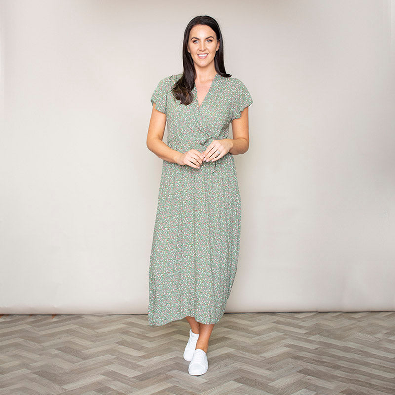 Carmen Floral Midi Dress (Sage)