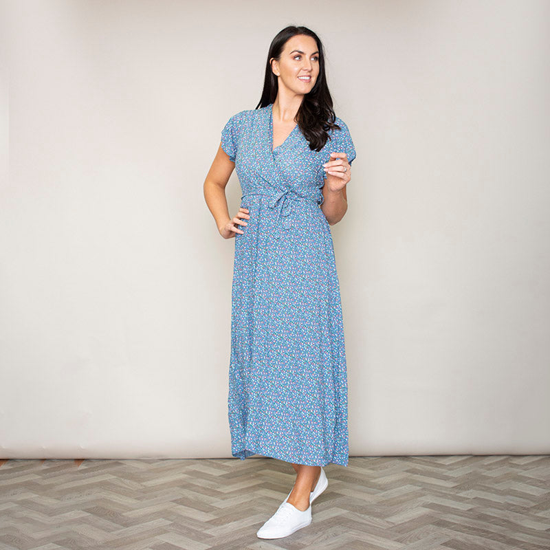 Carmen Floral Midi Dress (Blueberry)