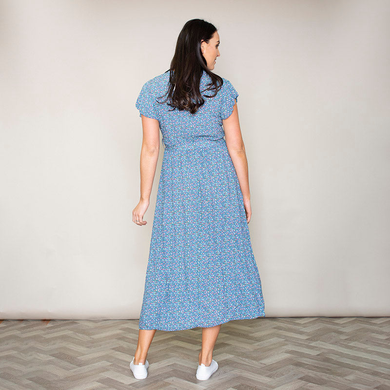 Carmen Floral Midi Dress (Blueberry)