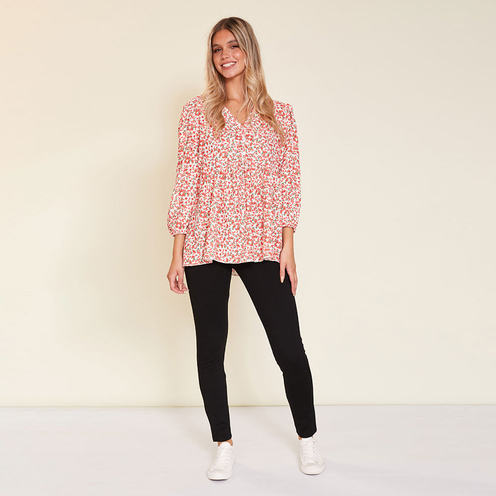 Sadie Top (Red Floral)