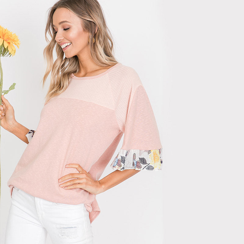 Freya Floral Sleeve Top Pink