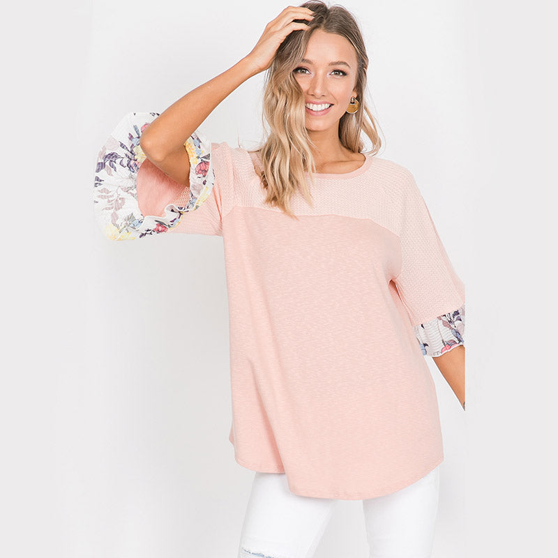 Freya Floral Sleeve Top Pink