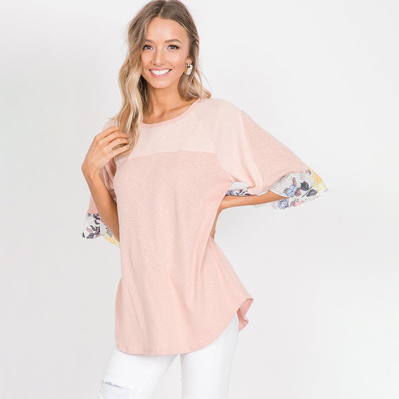 Freya Floral Sleeve Top Pink