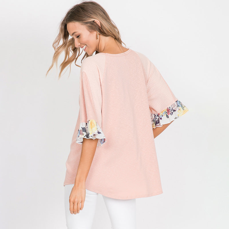 Freya Floral Sleeve Top Pink