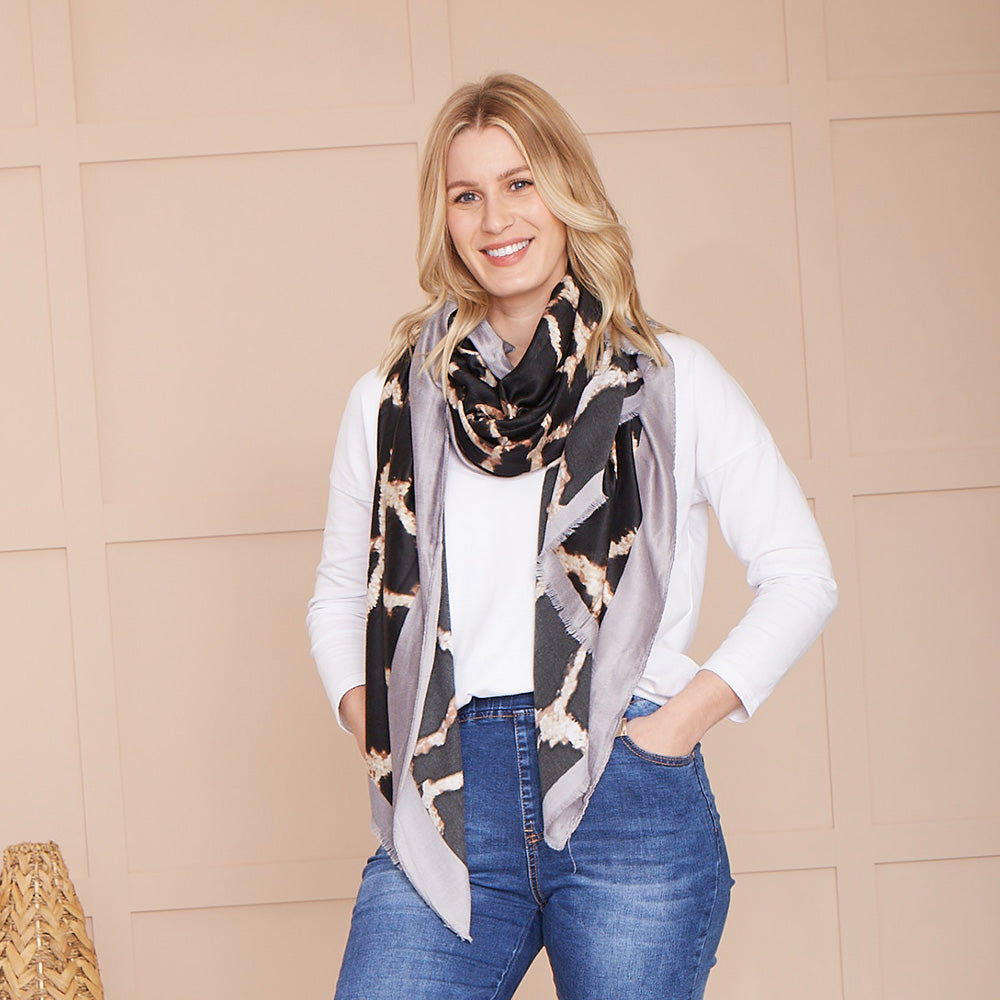 Sara Print Scarf (Taupe)