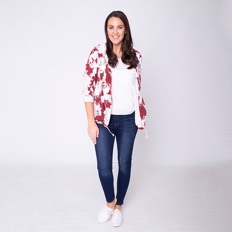 Farah Floral Hoody Red