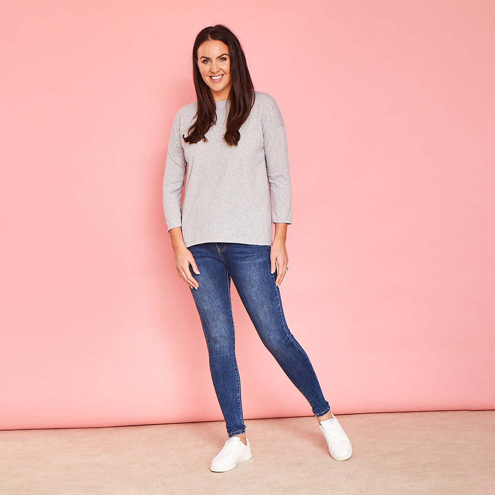 Riley Crew Neck Top (Marled Grey)