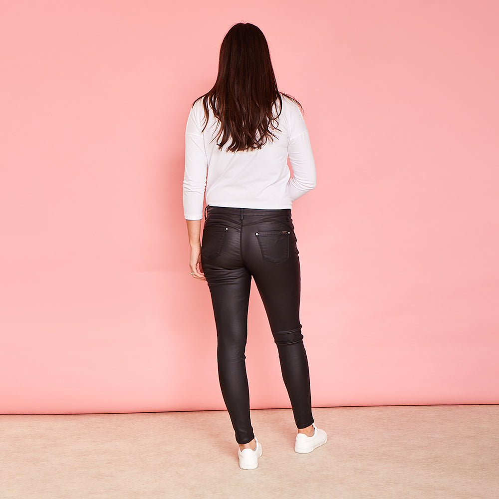 Cassie Stretch Leather Trousers (Black)