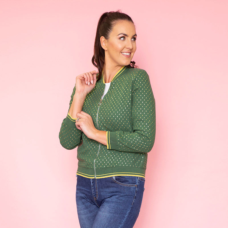 Bonnie Polka Dot Bomber (Forrest Green)