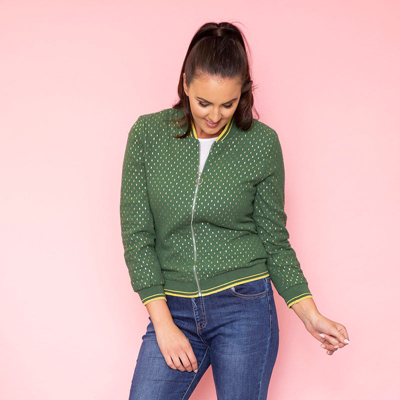 Bonnie Polka Dot Bomber (Forrest Green)