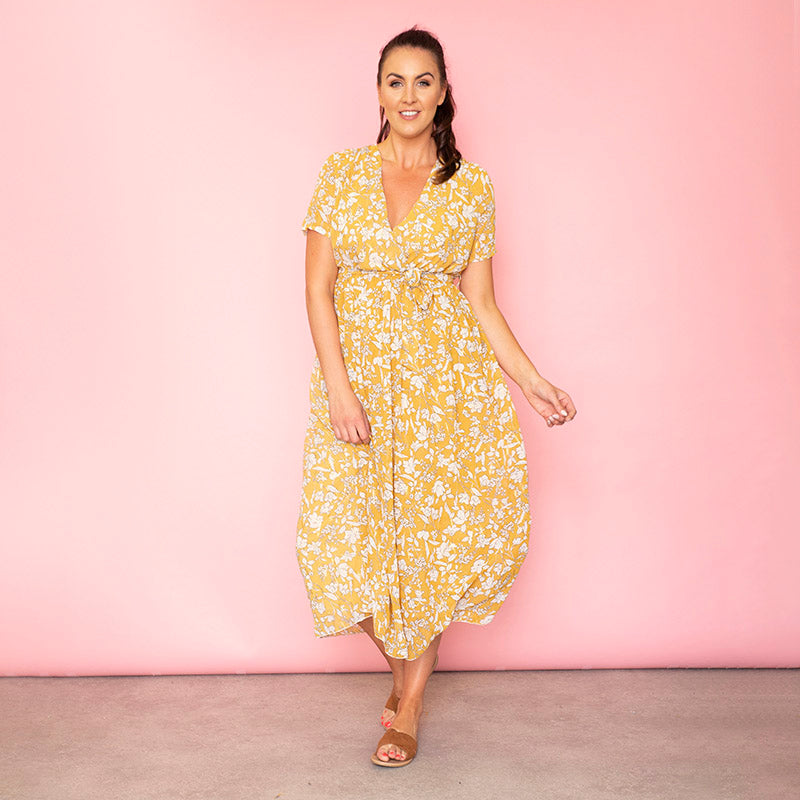 Sally Wrap Floral Dress Buttercup